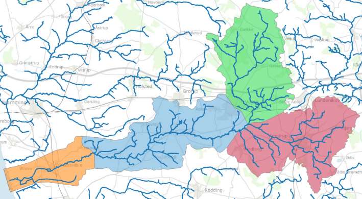 Figur 3.3 Grundlag for analyse af geografisk fordeling af de oversvømmede arealer.